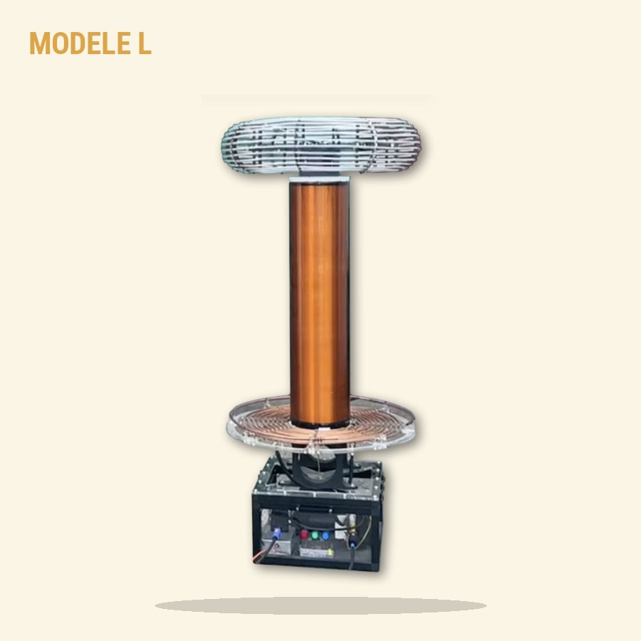Bobine Tesla modèle L — visuel produit à l'échelle