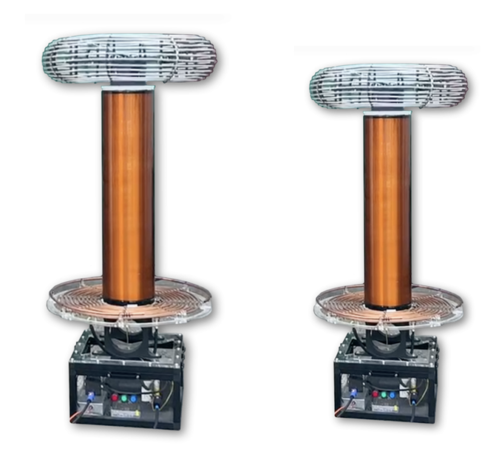 Deux bobines Tesla de 2,5 millions de volts en ballet d'éclairs — soirée The Flash